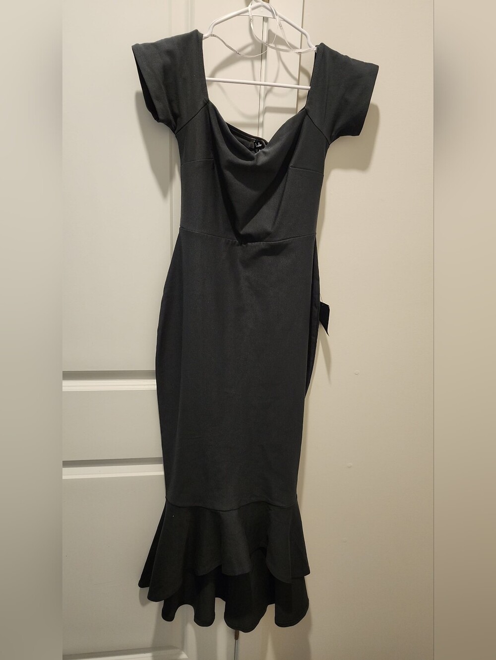 Lulu's Hunter Green Beautiful Midi Dress with Flounce Hem